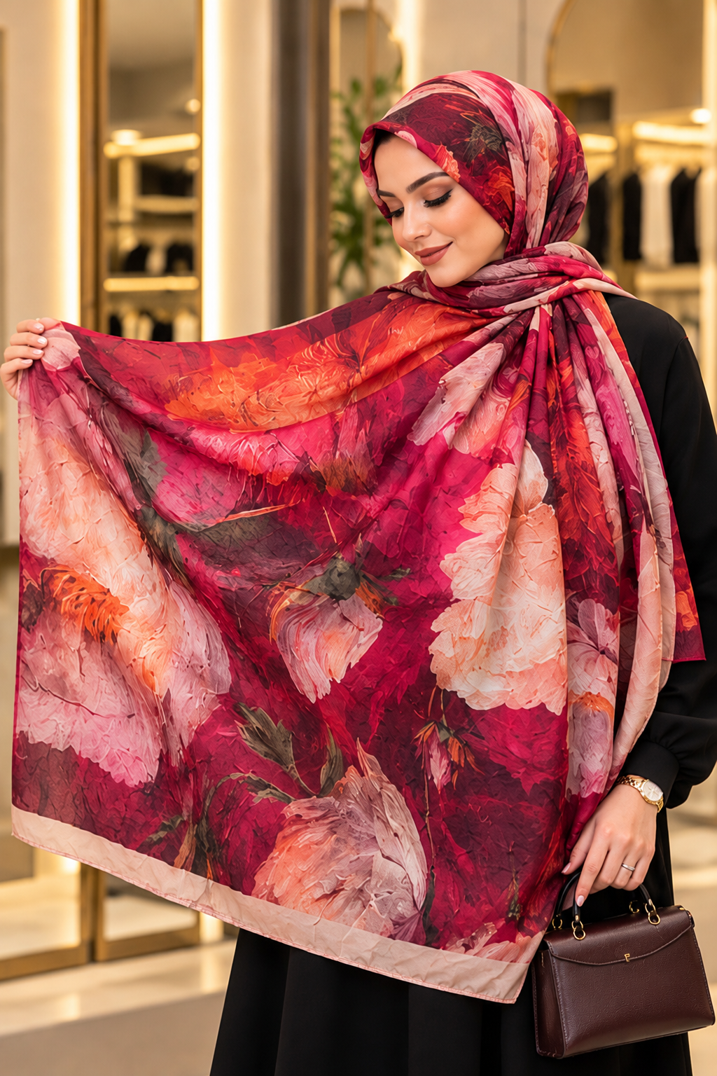 Hakimoda Kadın Somon Bambu ŞalHM044