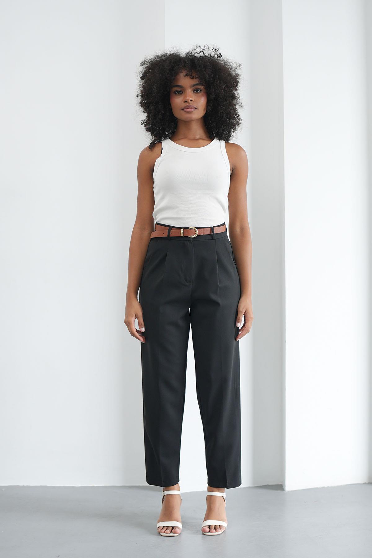 Kemerli Klasik Siyah PantolonHM1330