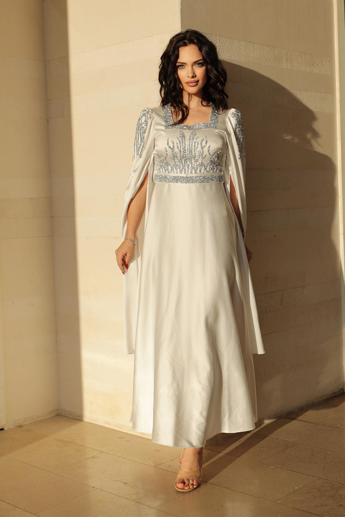 Hijab swan evening dress creamLP2021