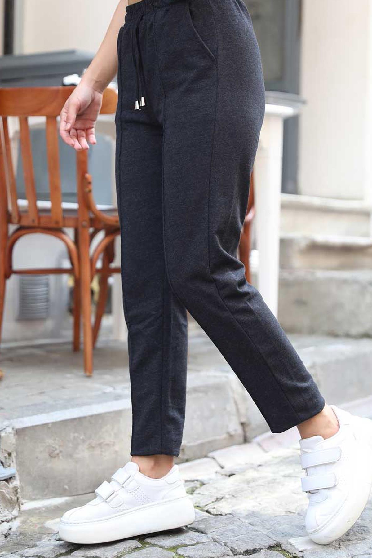 Tesettür Beli Lastikli Pantolon AntrasitHM0088