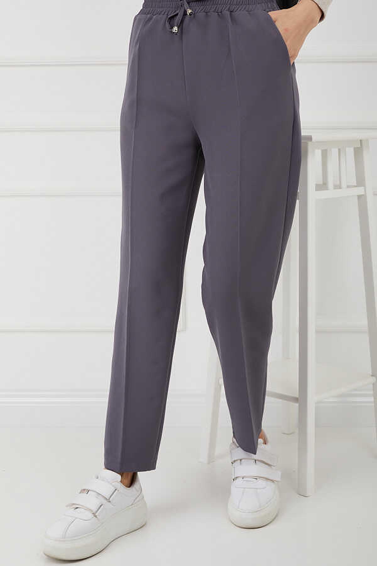 Tesettür Beli Lastikli Pantolon GriHM2794