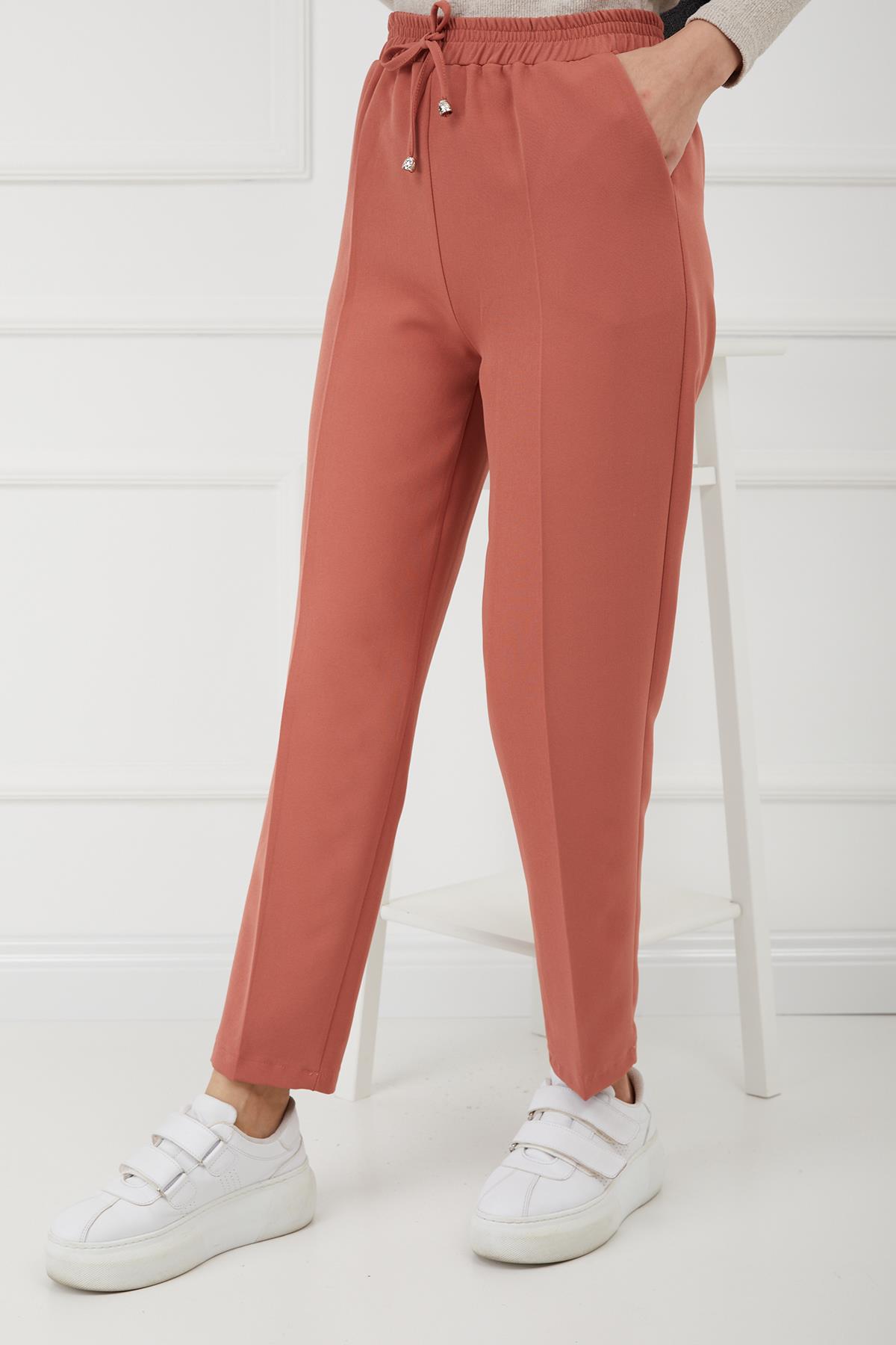 Tesettür Beli Lastikli Pantolon KiremitHM2794