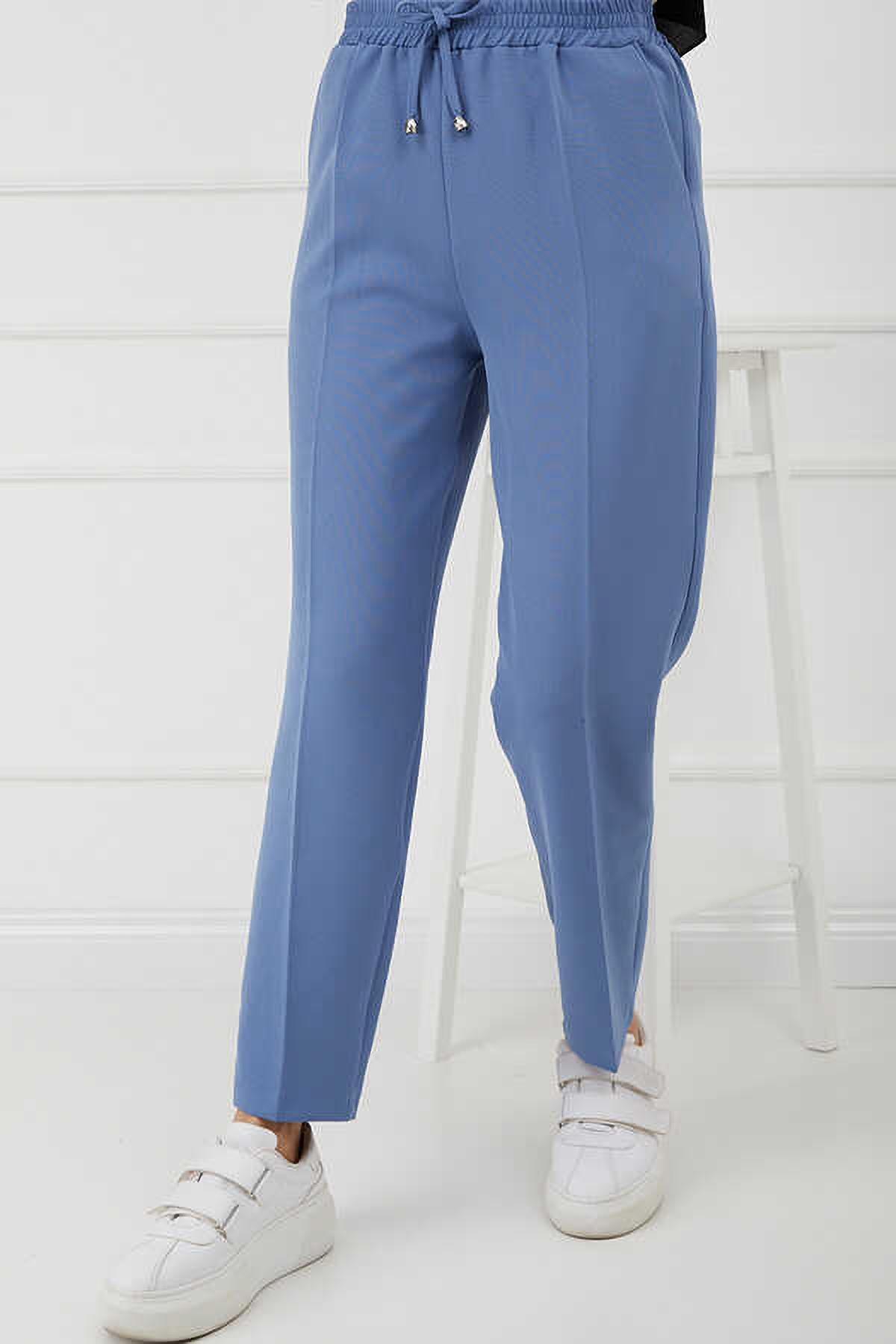 Tesettür Beli Lastikli Pantolon MaviHM2794