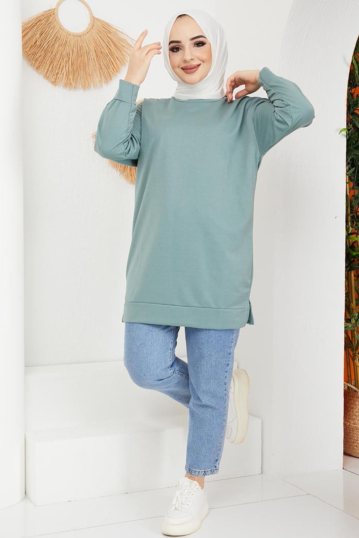 Tesettür Bisiklet Yaka Tesettür Tunik MintHM0121