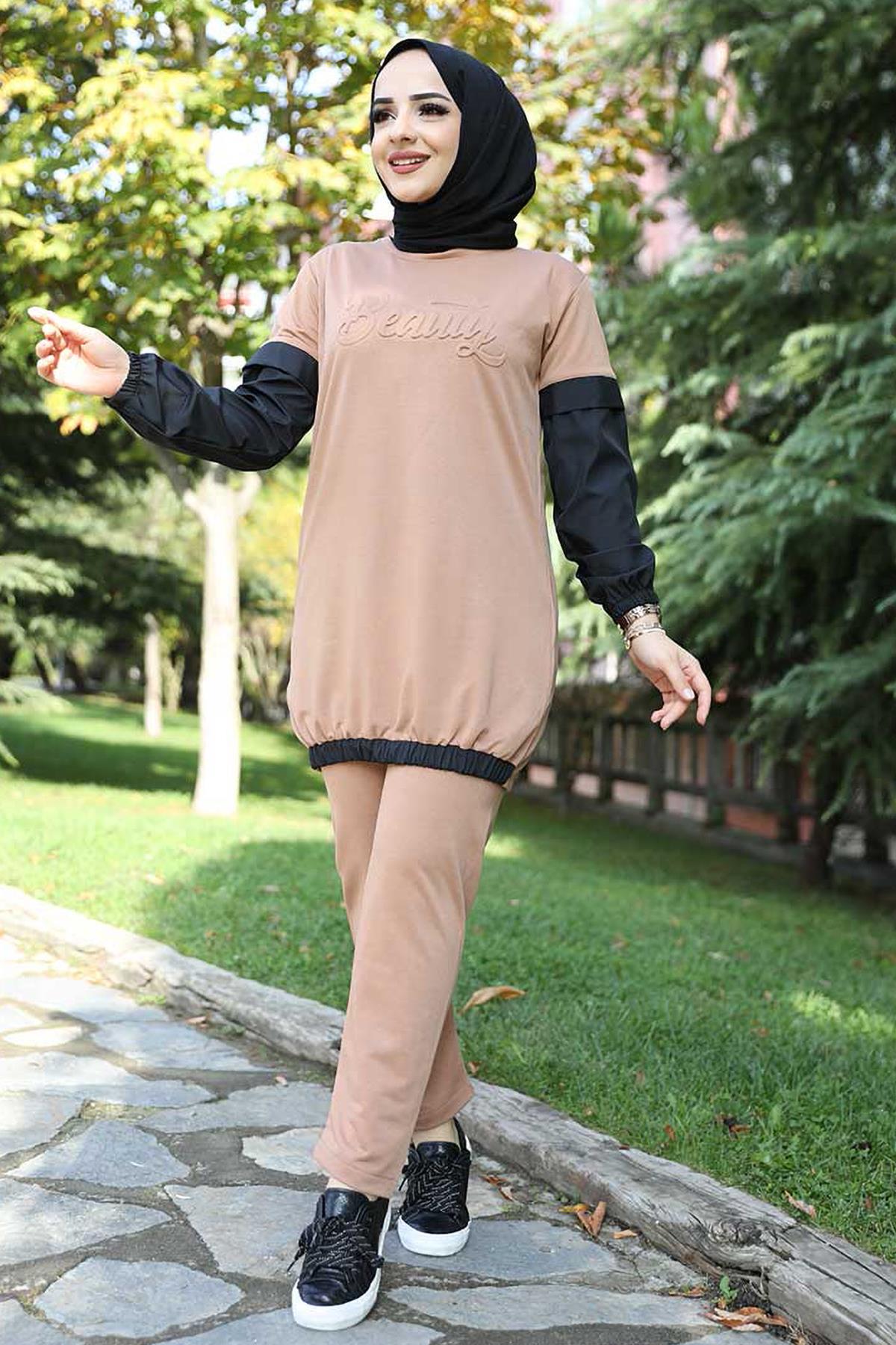 Tesettür Bondit Garnili İkili Tesettür Takım TabaHM1563