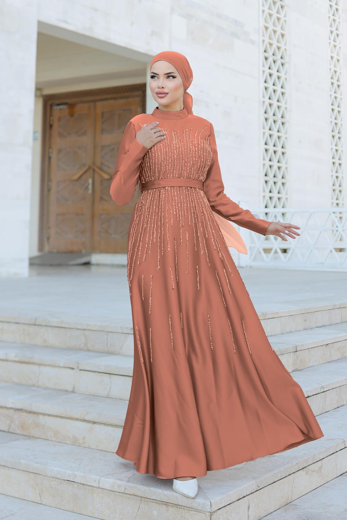 Tesettür Yaren Saten Abiye SomonLP6074
