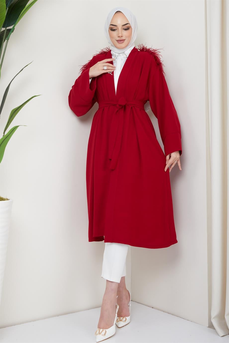 Tesettür Esle Krep Kimono Bordohm4151