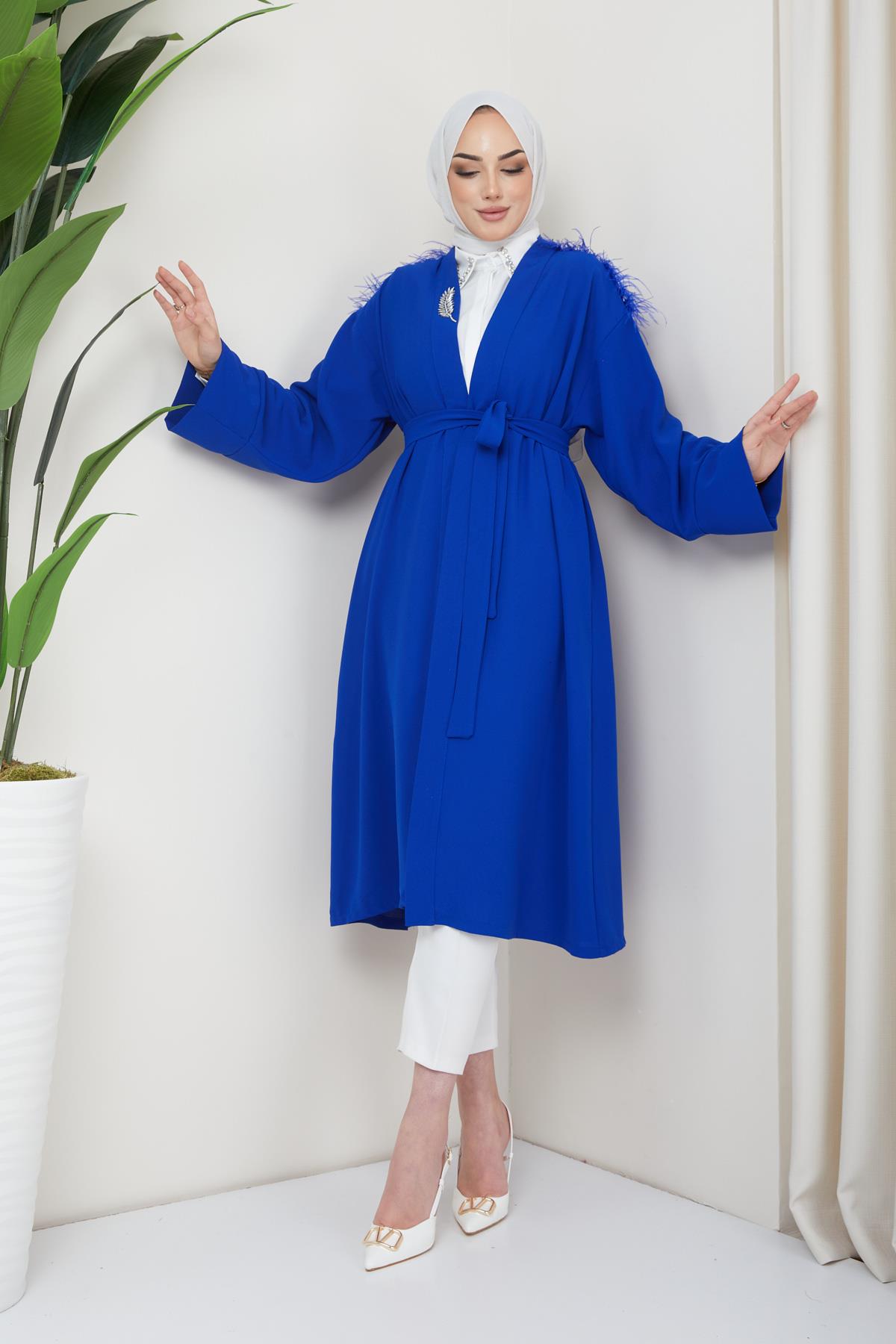 Tesettür Esle Krep Kimono SaksHM4151-1