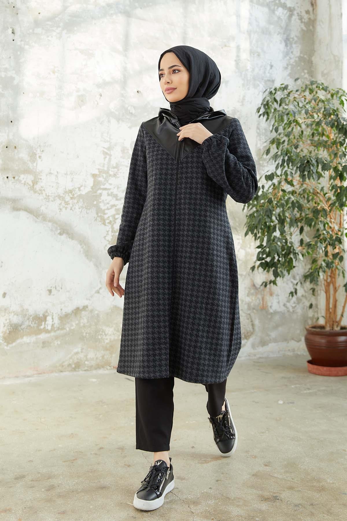 Tesettür Fermuarlı Kap IndigoTK1004