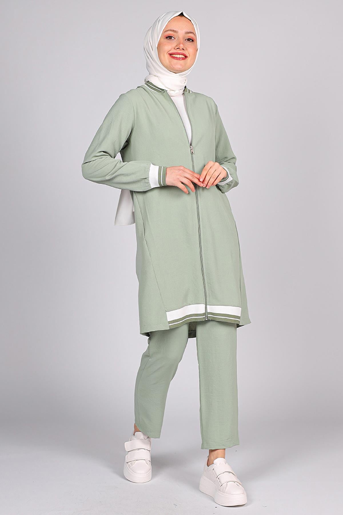 Tesettür Garnili Ribanalı İkili Takım MintHM1970