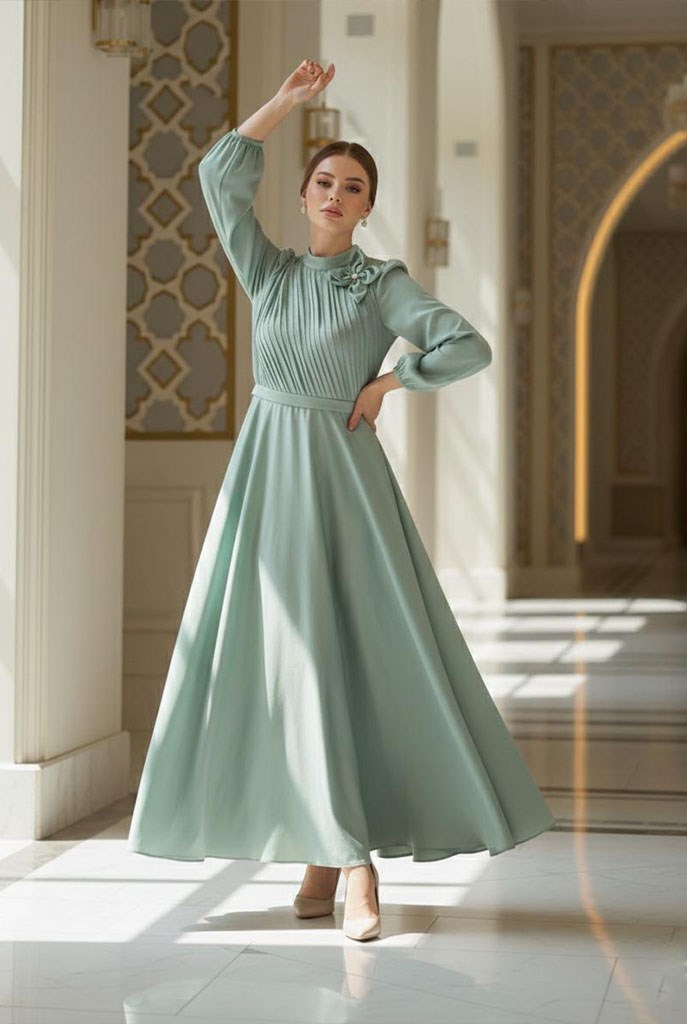 Tesettür İncigül İpek Organze Abiye ÇağlaLP6311