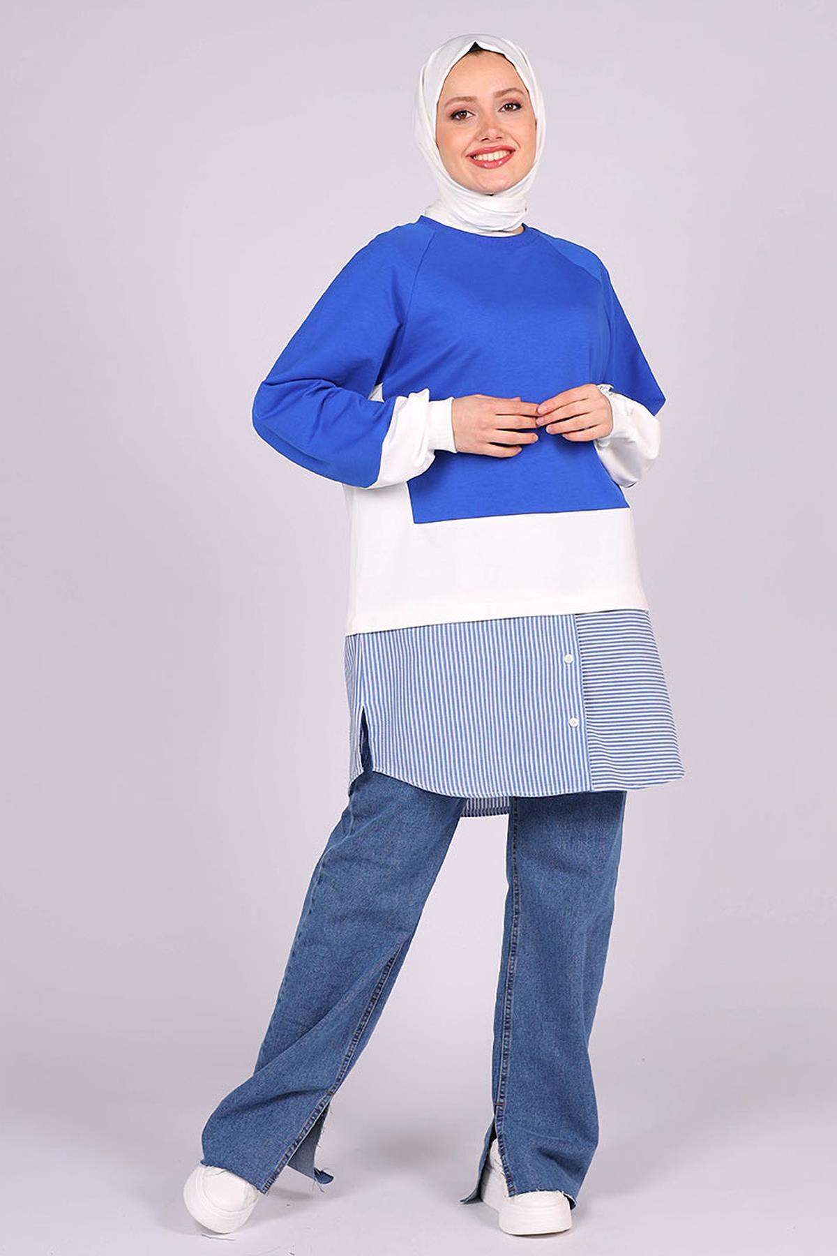 Tesettür Kolu Aksesuarlı Tunik SaksHM30891