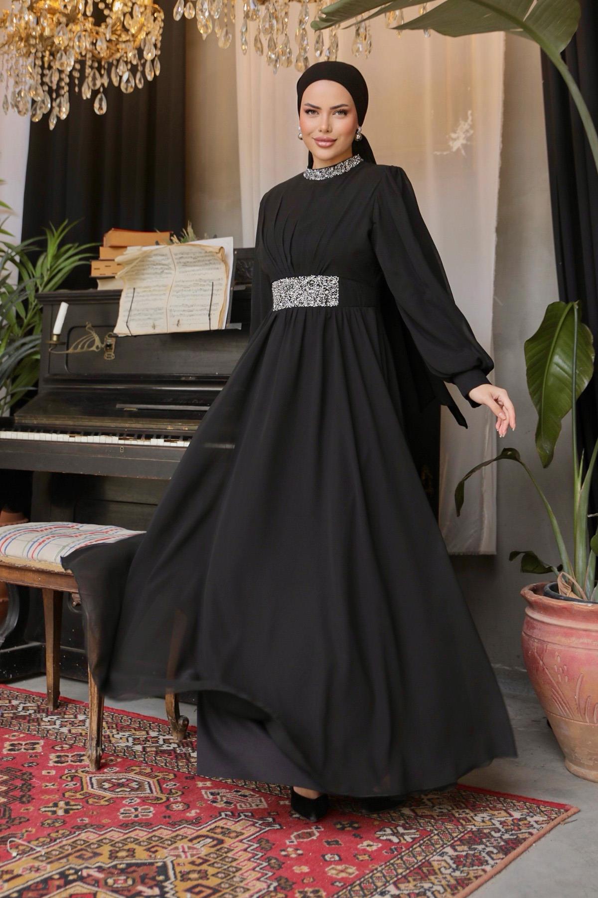 Tesettür Masal Abiye SiyahLP6007