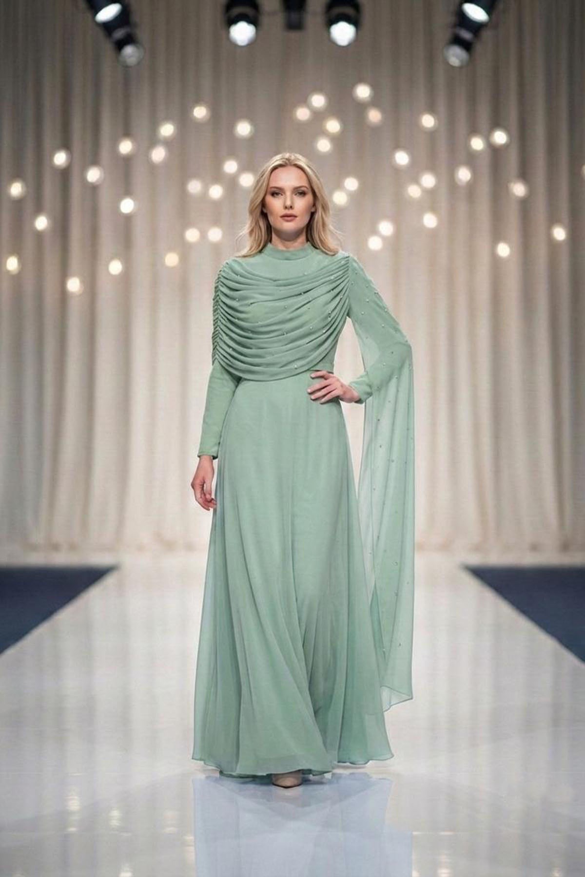 Tesettür PERİZADE Şifon Abiye ÇağlaLP6317