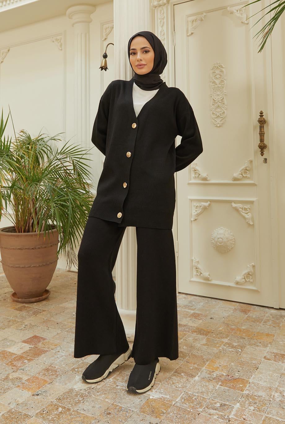 Tesettür Selanik Hırka SiyahHM5002