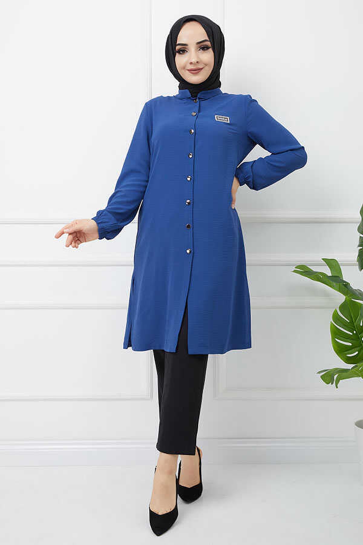 Tesettür Taş Detaylı Tunik IndigoHM1351