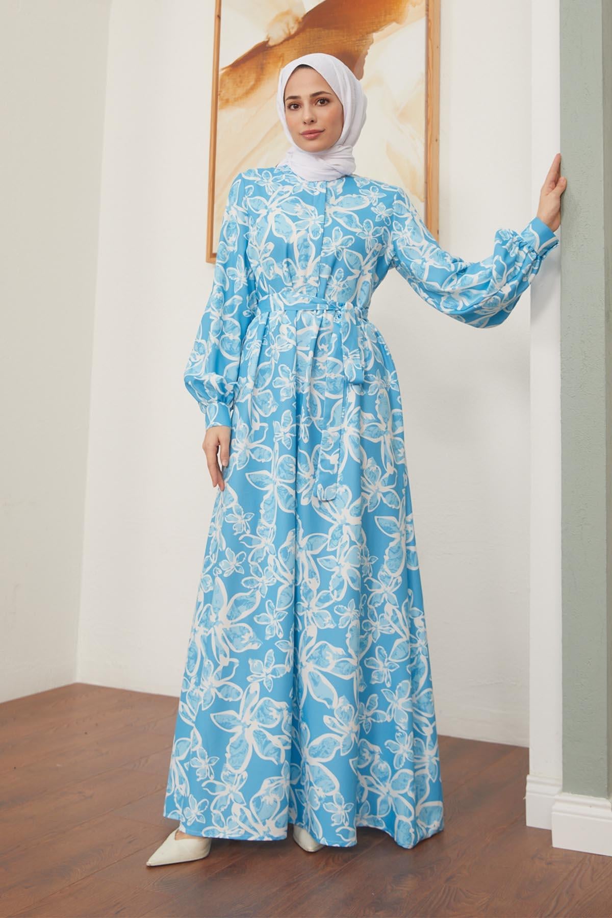 Tesettür Vika Jessica Elbise Gök Mavihm4150