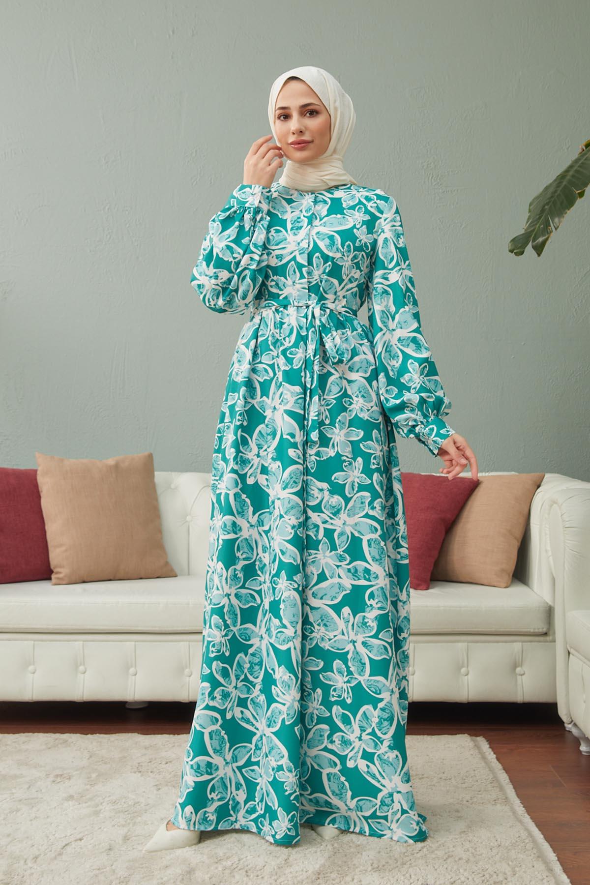 Tesettür Vika Jessica Elbise Yeşilhm4150