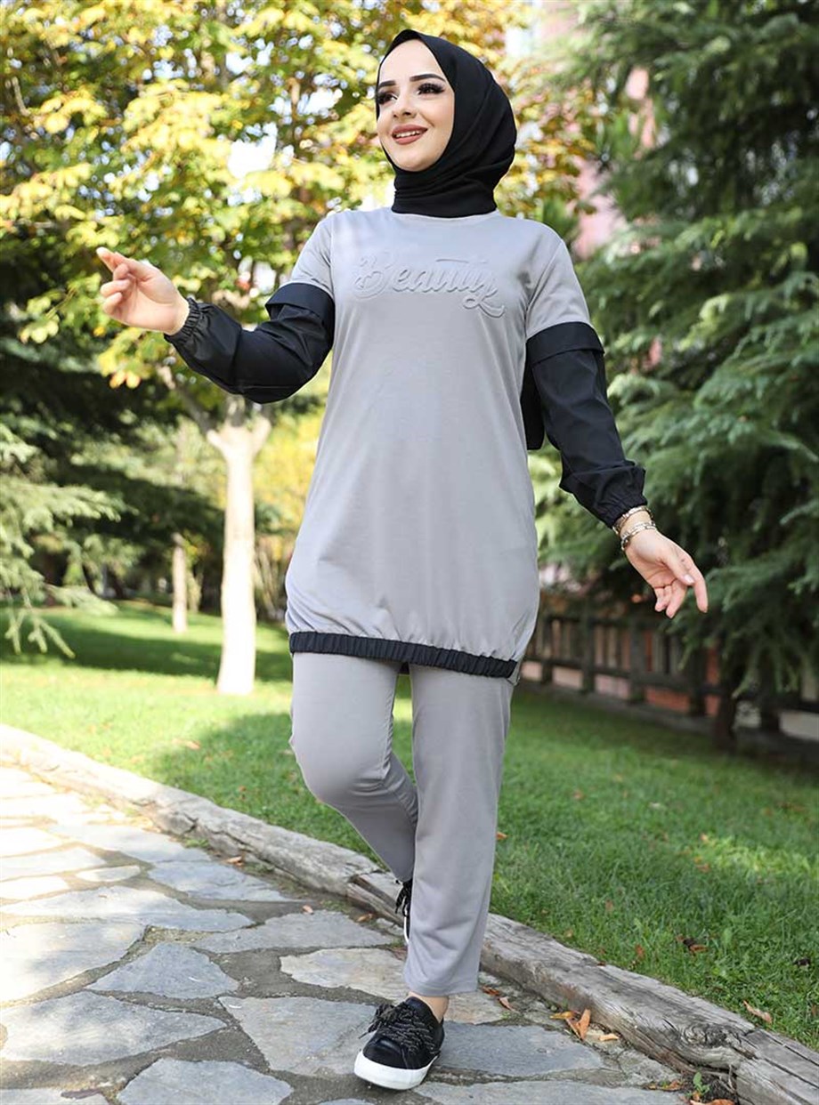Vizon Bondit Garnili İkili Tesettür Takım