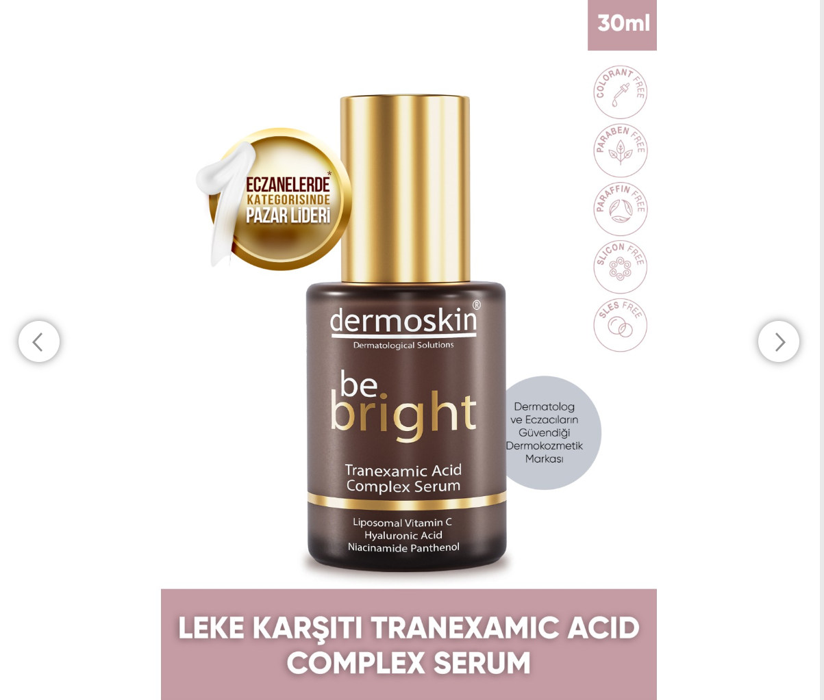 dermoskin ve bright tranexamic acid complex serum 