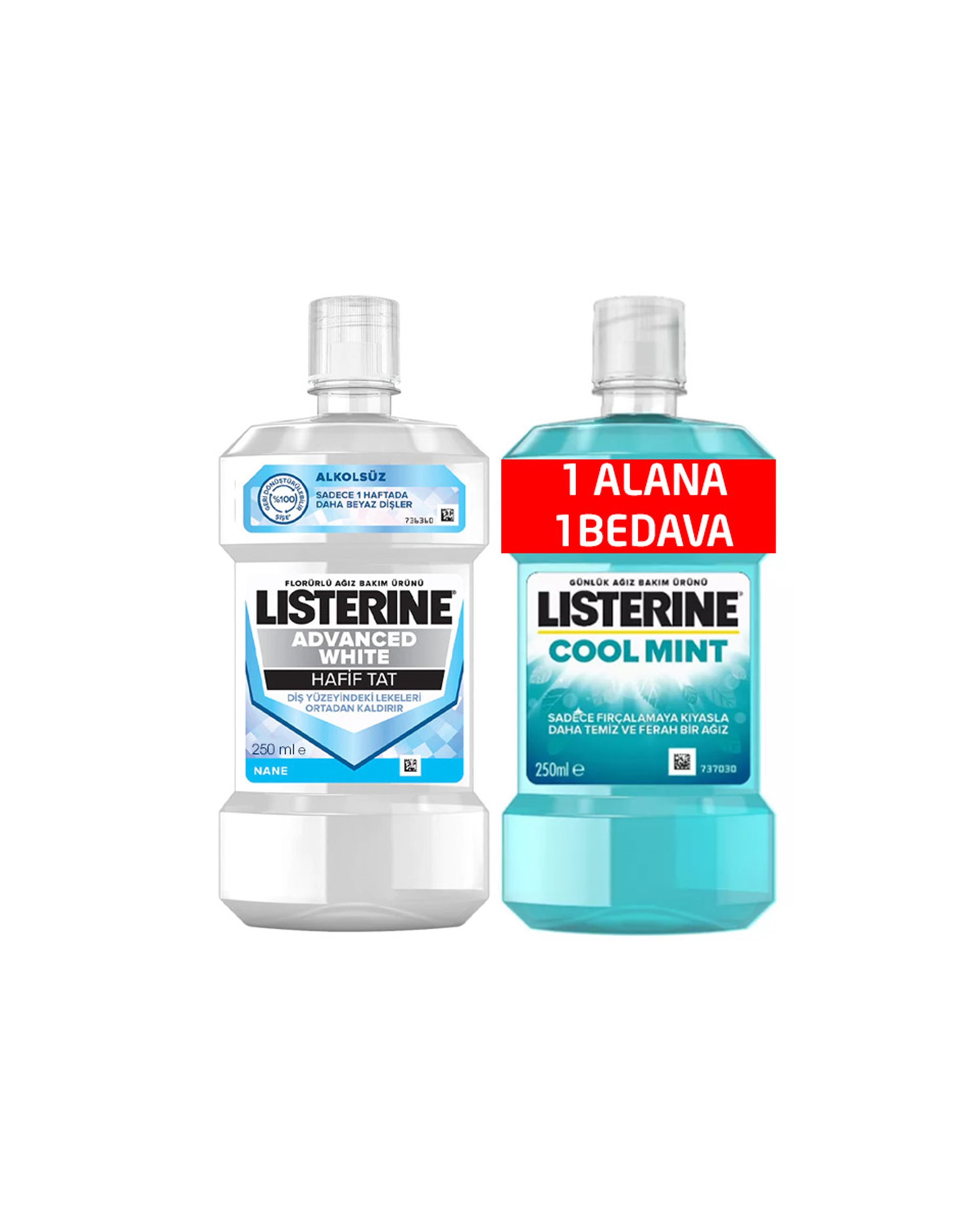 Listerine Advanced White 250 ml + Cool Mint 250 ml