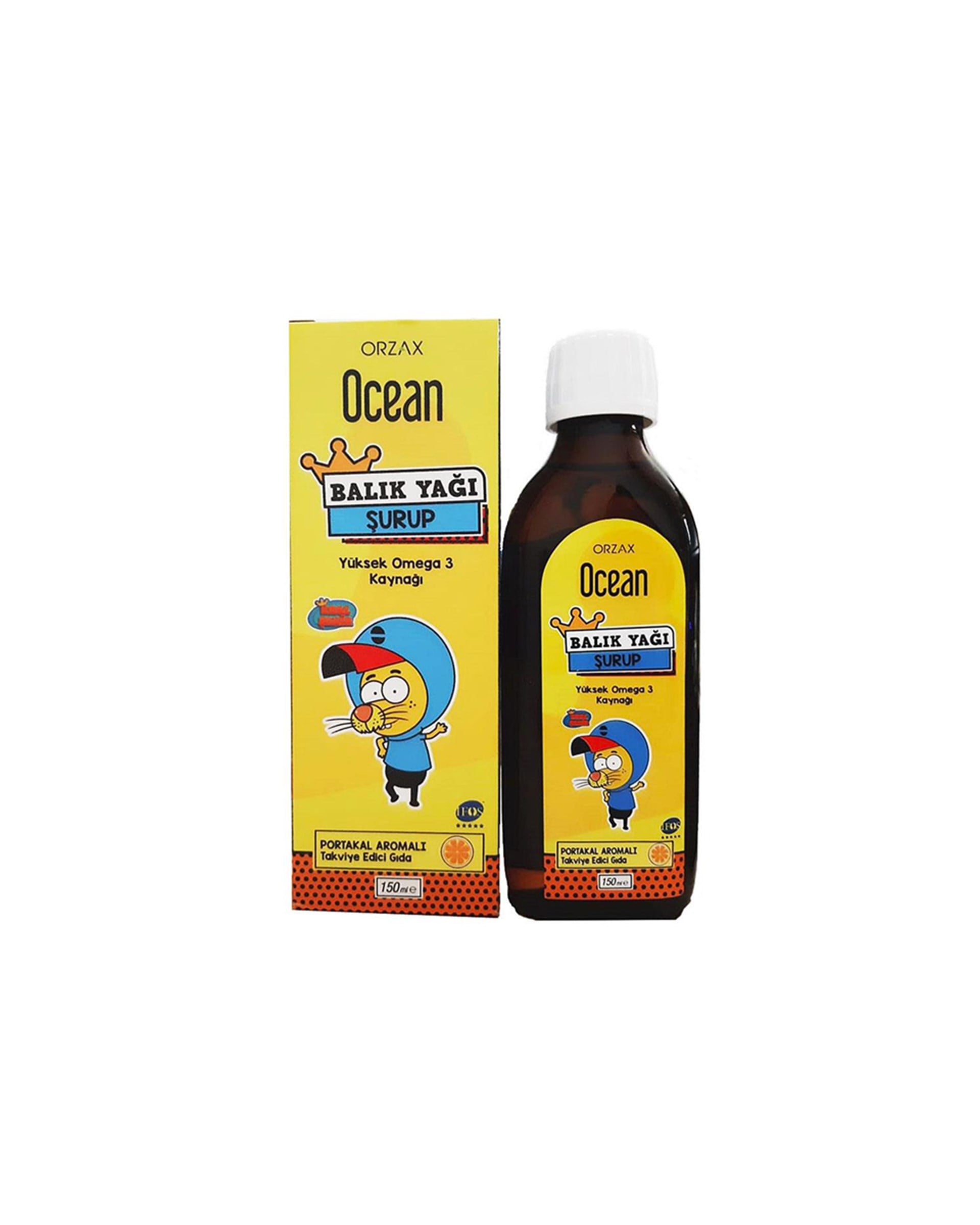 Ocean Omega 3 Portakallı Kral Şakir Balık Yağı Şurubu 150 ml