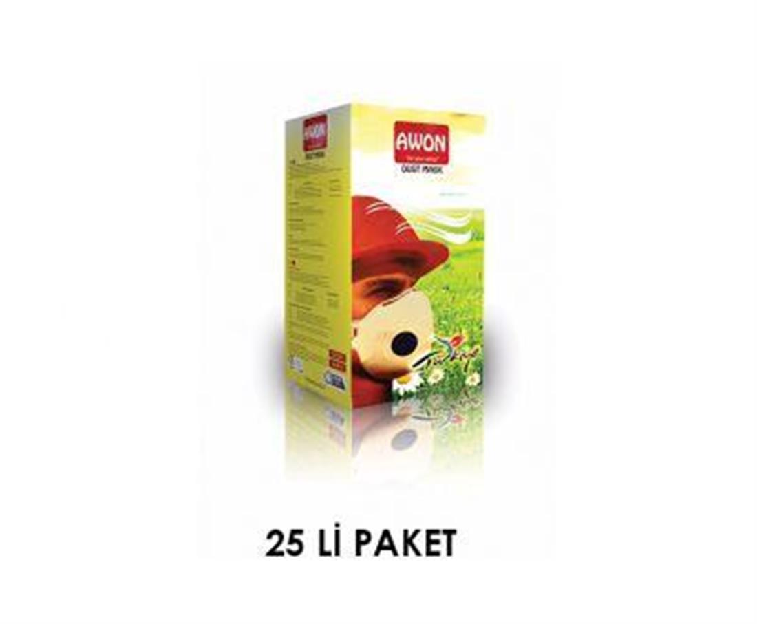 Awon 1200 FFP2 NR Ventilsiz Konik Toz Maskesi 25li Paket