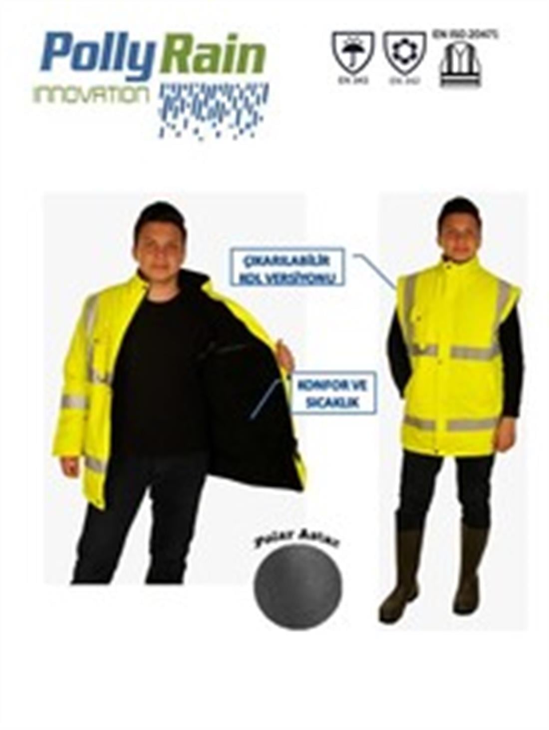 PollyRain Pu Polyester 2+1 Polarlı Neon Ceket - Parka Yağmurluk
