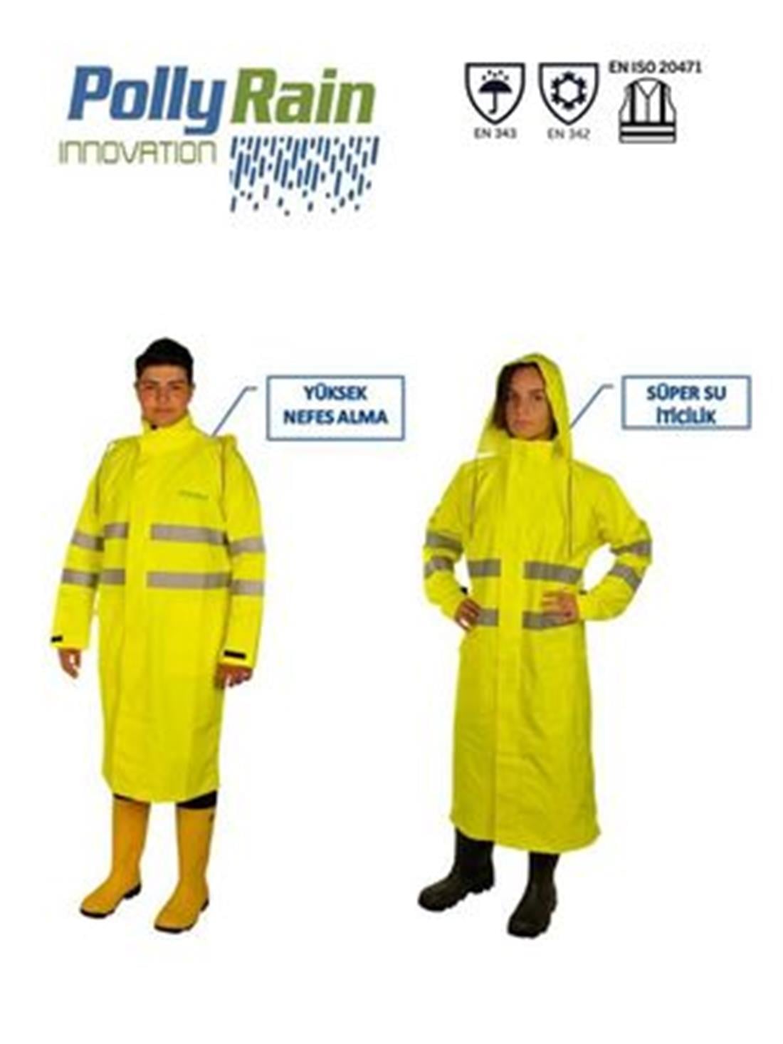 PollyRain Pu Polyester Neon Pardesü Yağmurluk