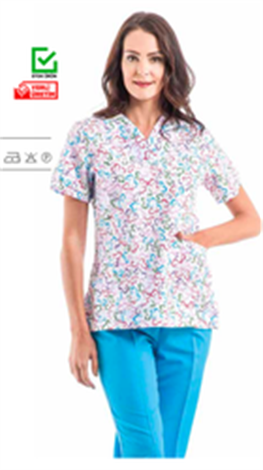 14018 Grey's Model Scrubs Hemşire Doktor Forma Üst Kısa Kol 2901