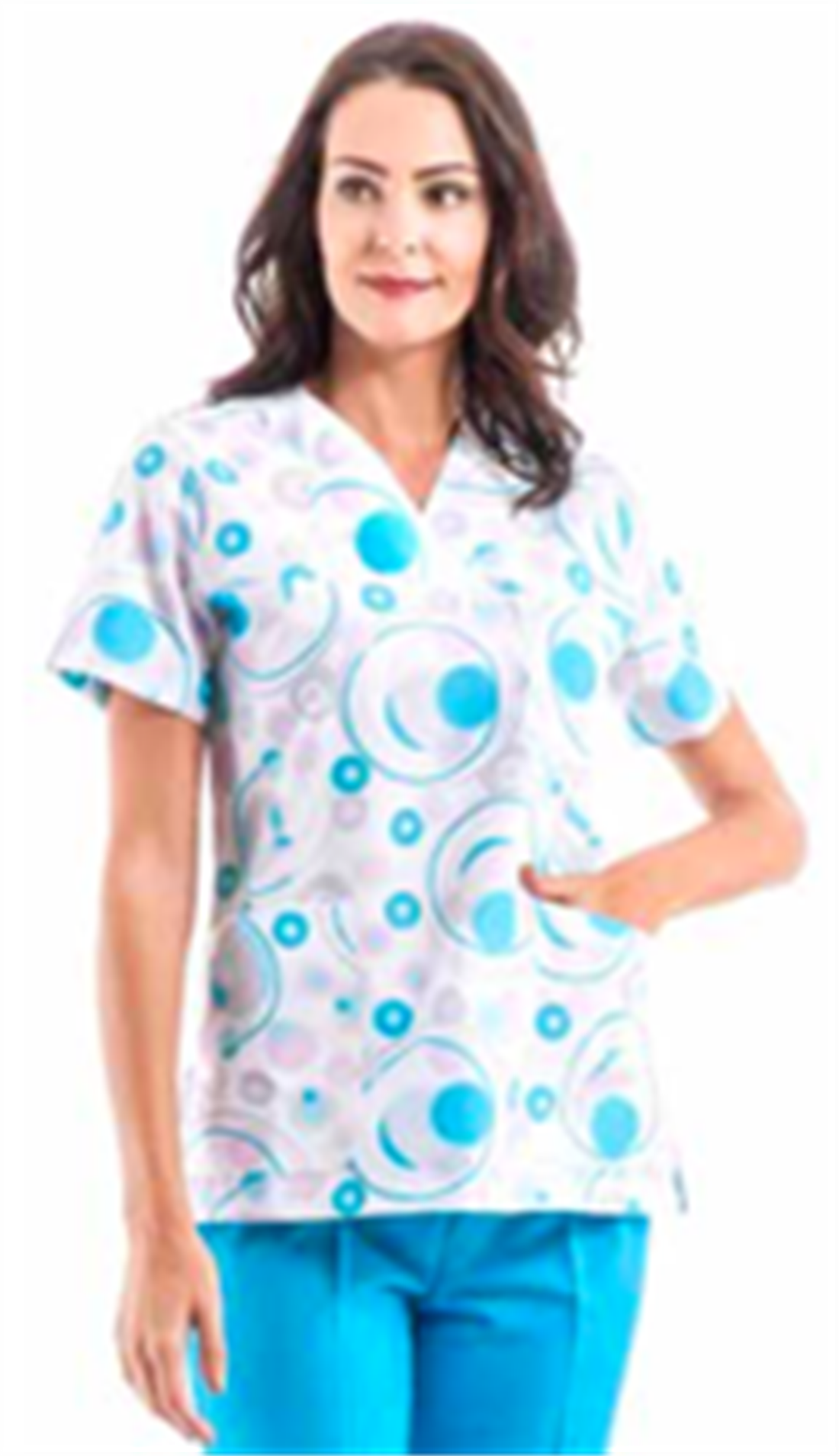 14018 Grey's Model Scrubs Hemşire Doktor Forma Üst Kısa Kol