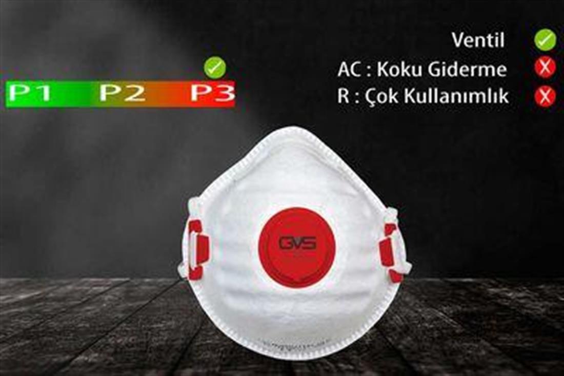 GVS Elipse FFP3 Ventilli Konik Tip Toz Maskesi