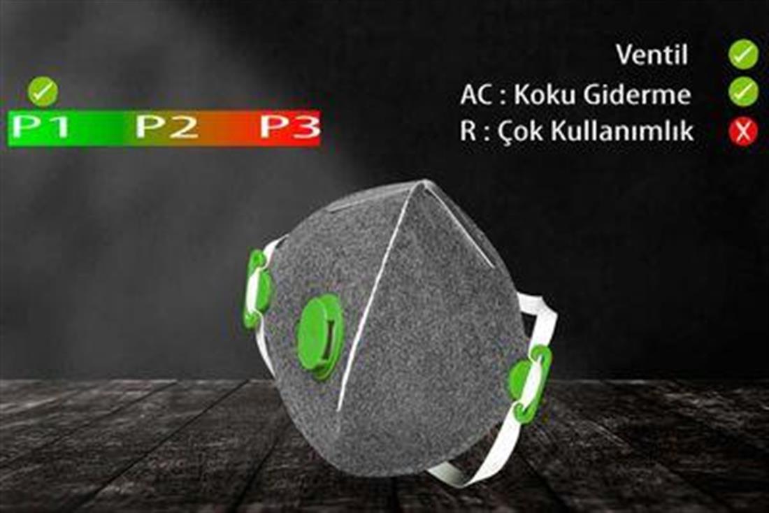 GVS Segre F10055 P1 Ventilli Katlanır Aktif Karbonlu Toz Maske