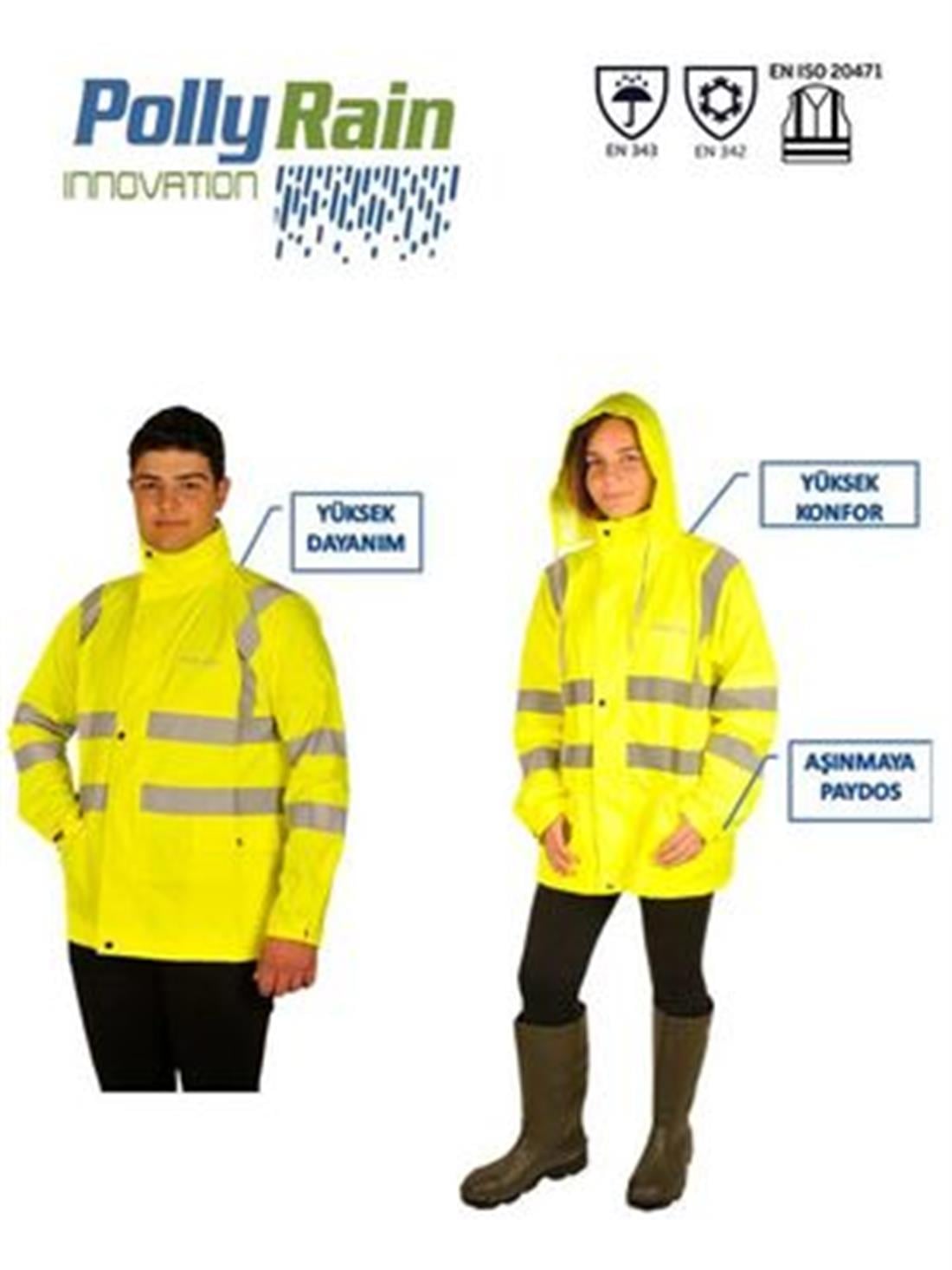 PollyRain Pu Polyester Neon Ceket Yağmurluk