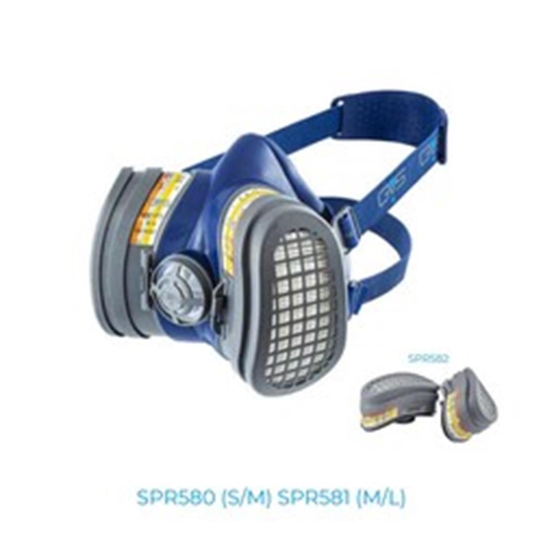 SPR580 ABEP3 Organik İnorganik Gaz ve Toz İçin Yarım Yüz Maskesi