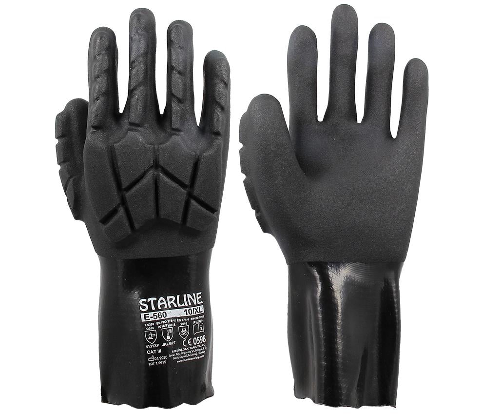 Starline E-560 Darbeye Dayanıklı PVC Kimyasal İş Eldiveni