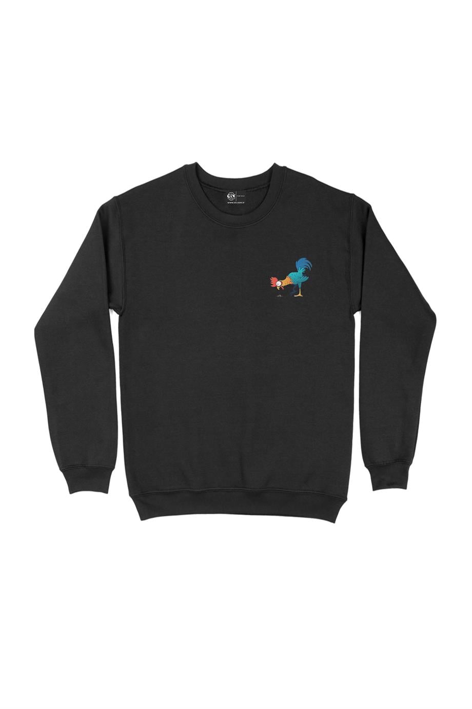 Aç Tavuk Cep Tasarım Baskılı Sweatshirt
