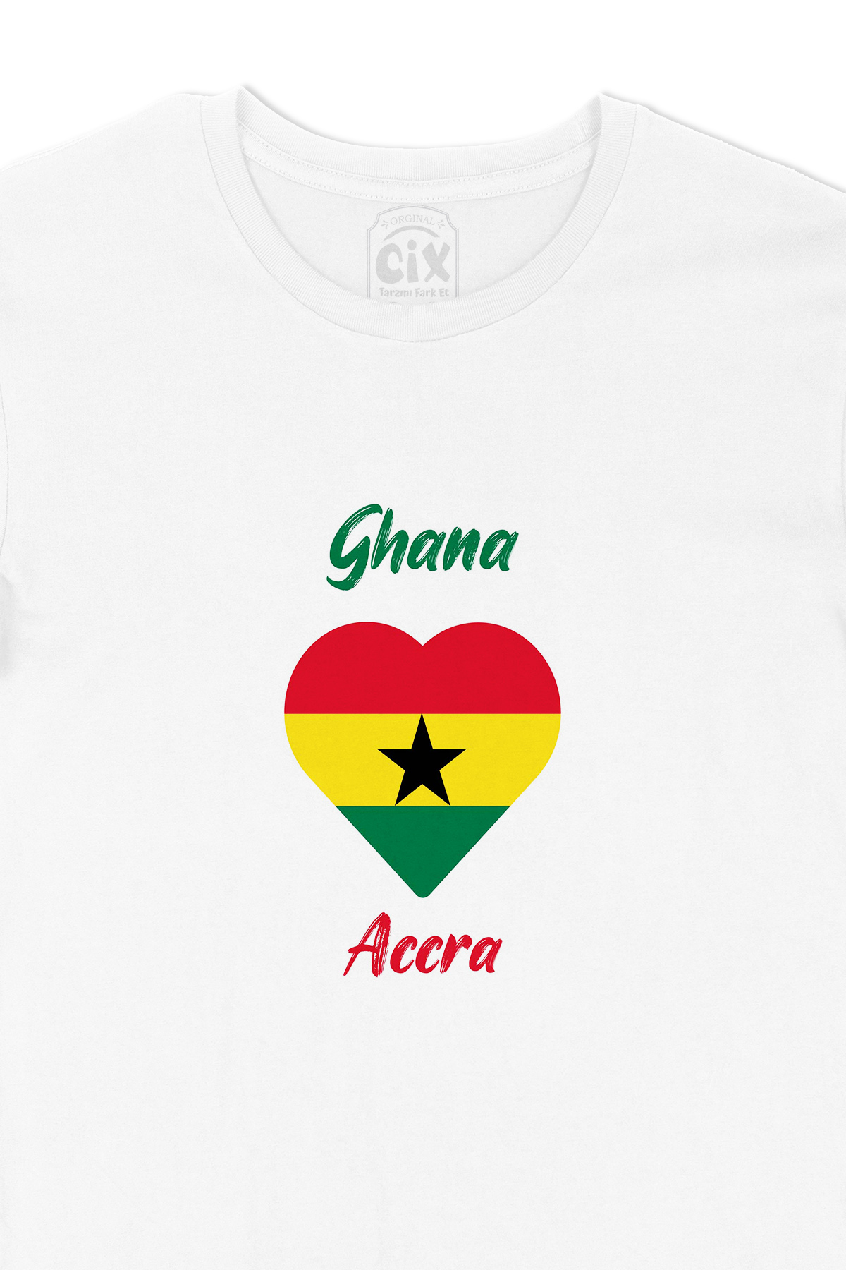 Accra Gana Bayraklı Kalpli Tişört
