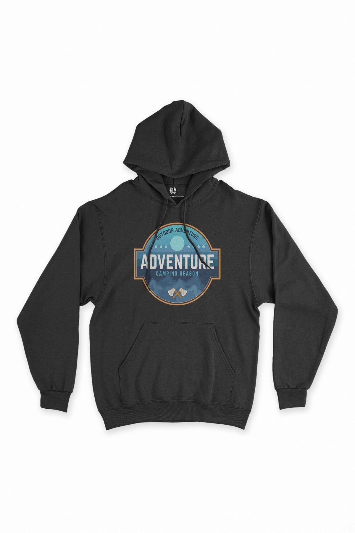 Adventure Camp Siyah Kapşonlu Sweatshirt Hoodie