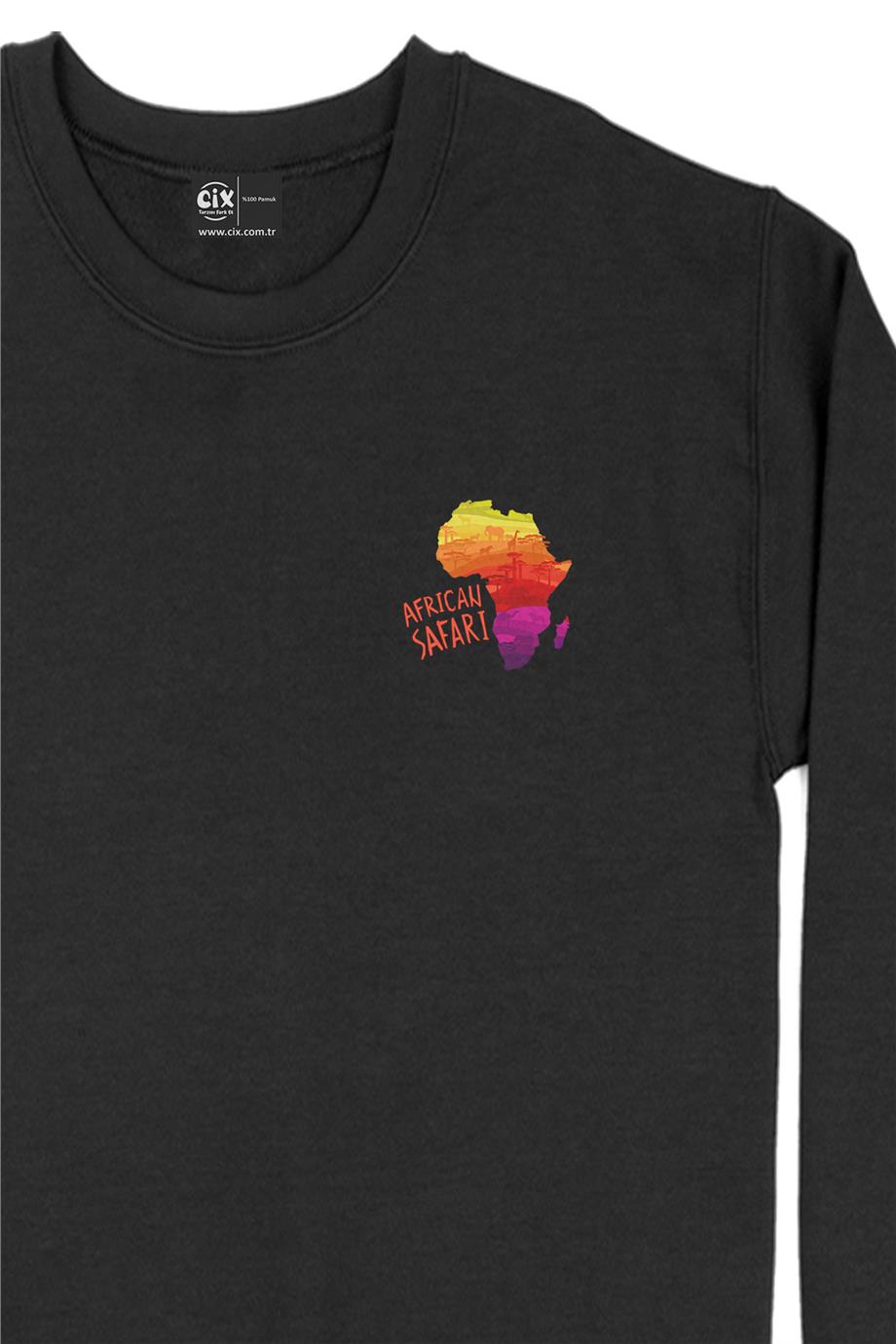 Afrika Safari Cep Tasarım Baskılı Sweatshirt