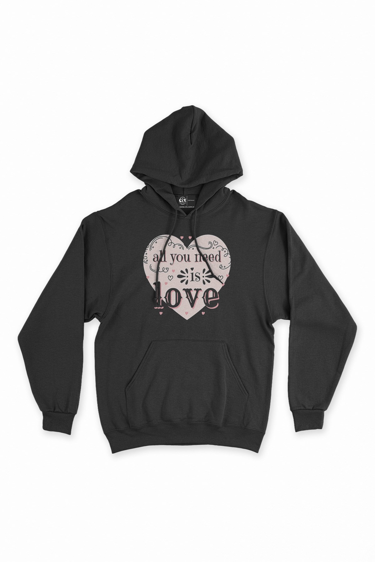 All You Need Is Love Siyah Kapşonlu Sweatshirt Hoodie