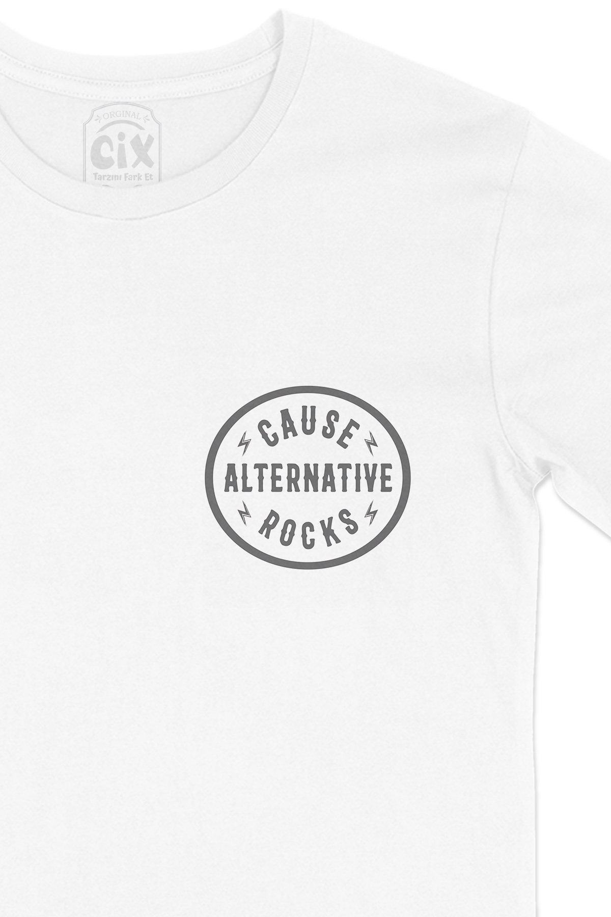Alternative Rocks Cep Logo Tasarımlı Beyaz Tişört