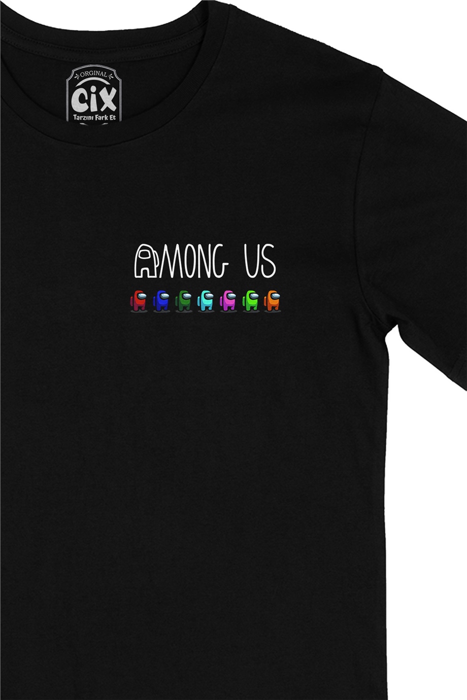 Among Us All Cep Logo Tasarımlı Siyah Tişört