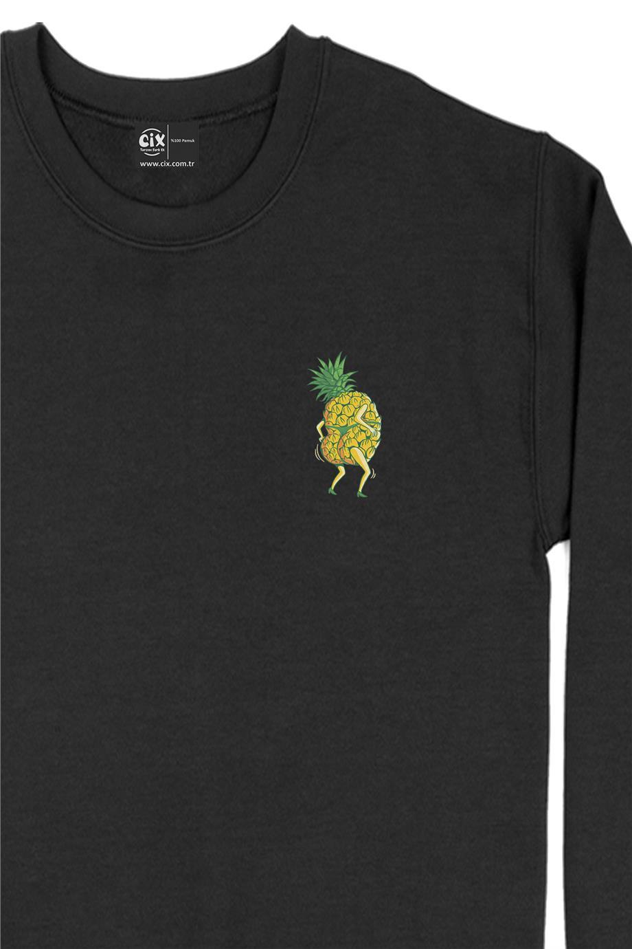 Ananas Girl Cep Tasarım Baskılı Sweatshirt