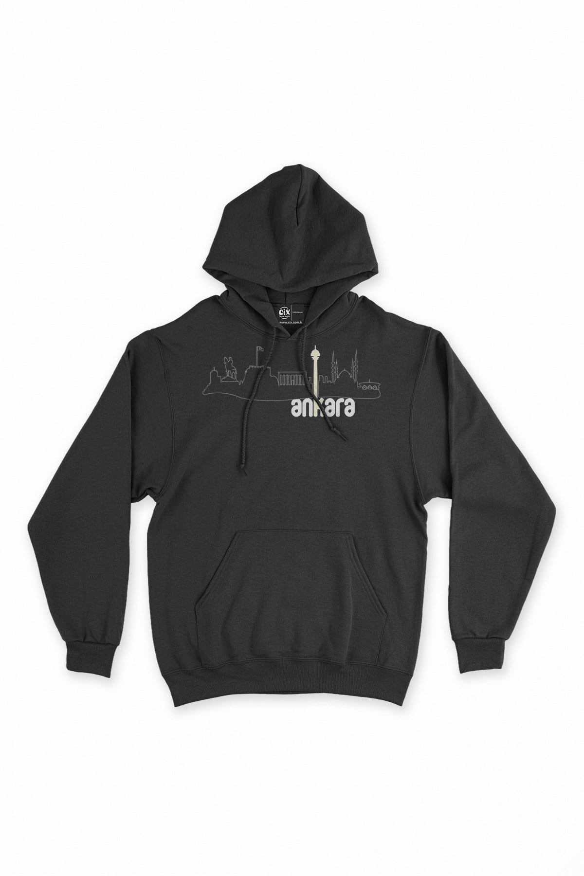 Ankara Çizimli Bayraklı Kapşonlu Sweatshirt Hoodie