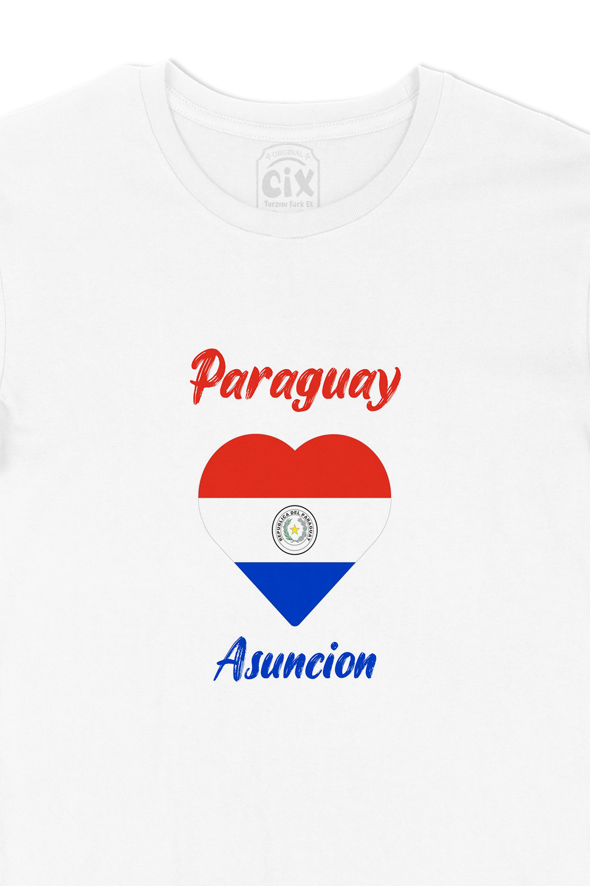 Asuncion Paraguay Bayraklı Kalpli Tişört