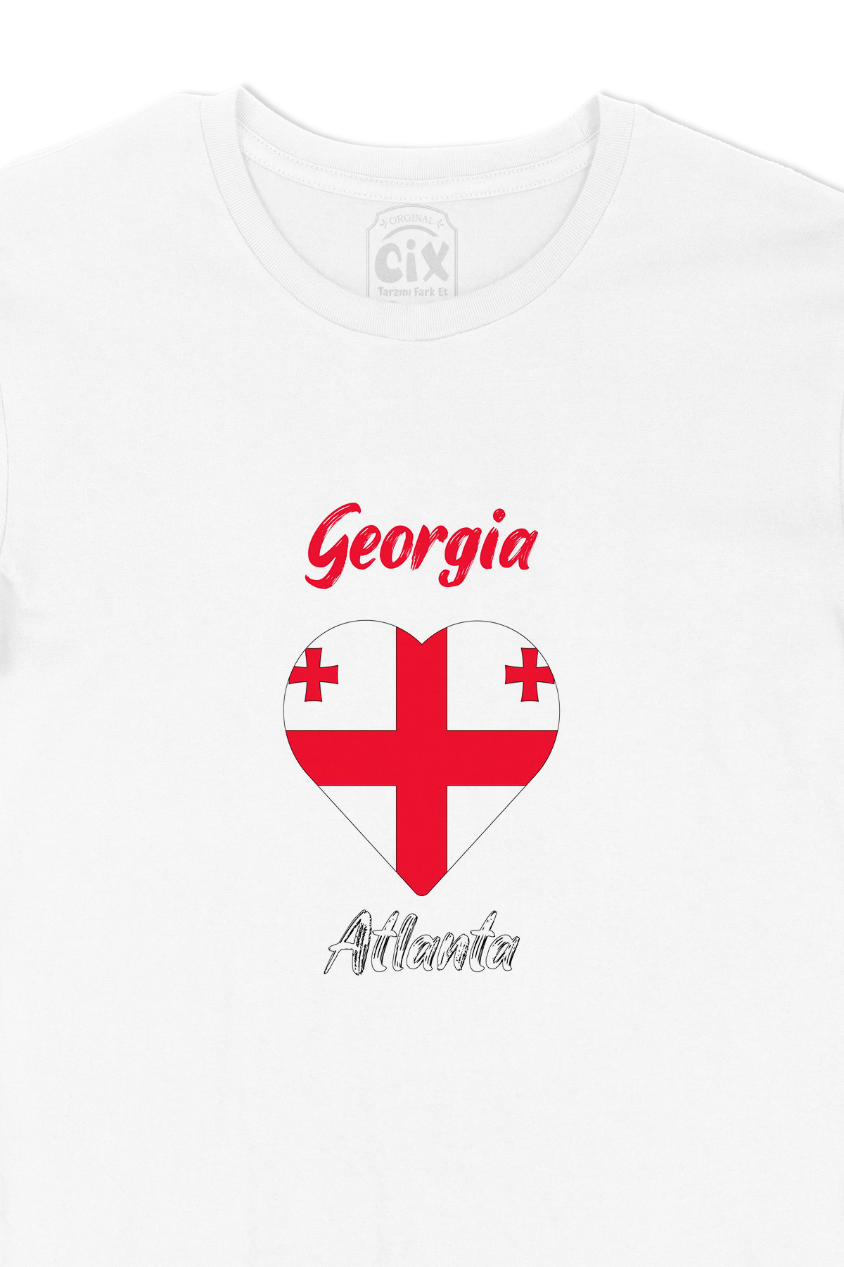 Atlanta Gürcistan Bayraklı Kalpli Tişört