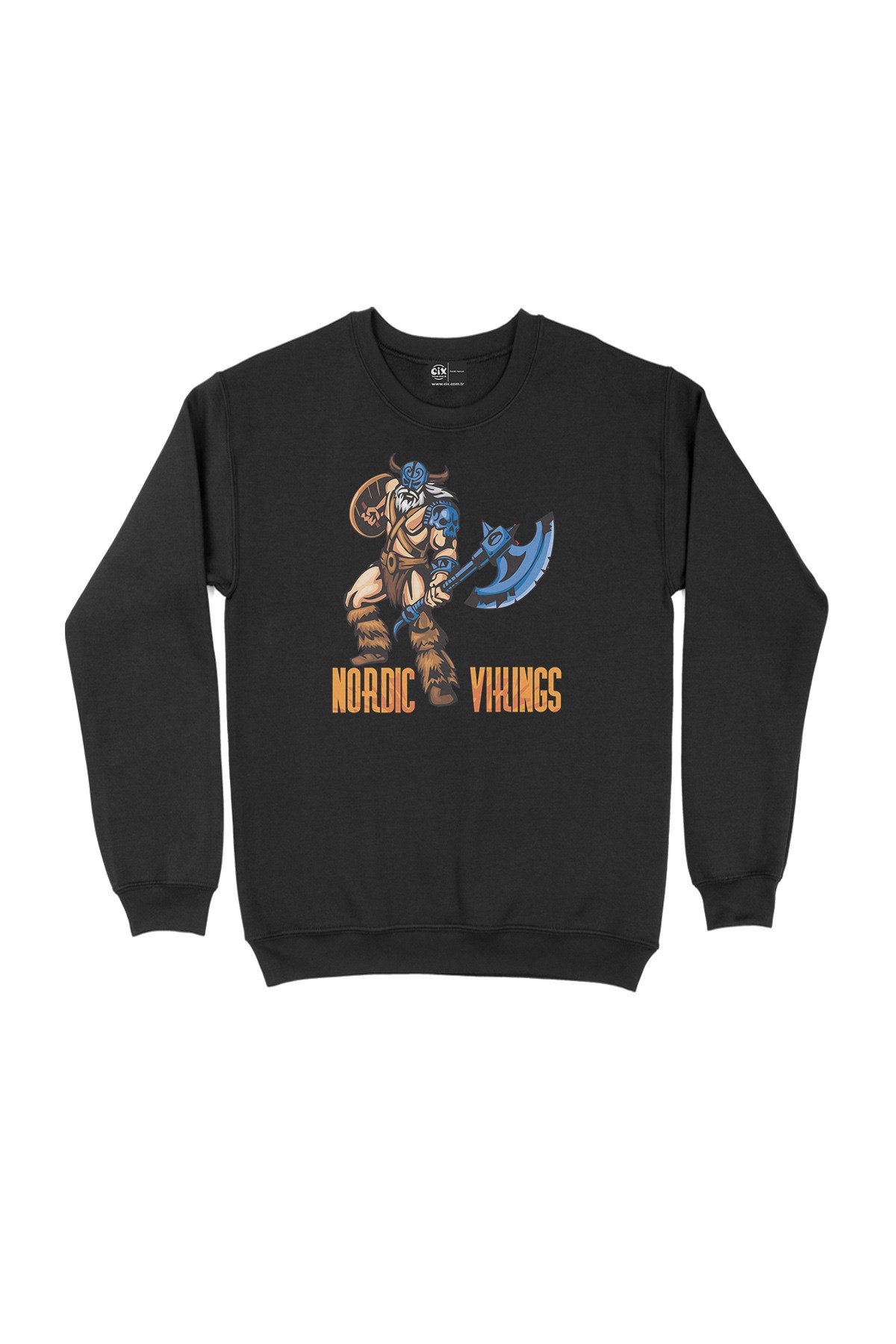 Baltalı Nordic Viking Siyah Sweatshirt