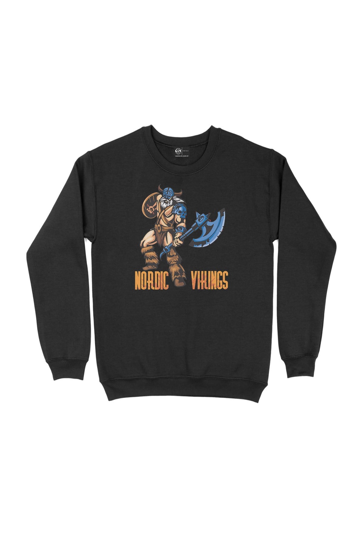 Baltalı Nordic Viking Siyah Sweatshirt