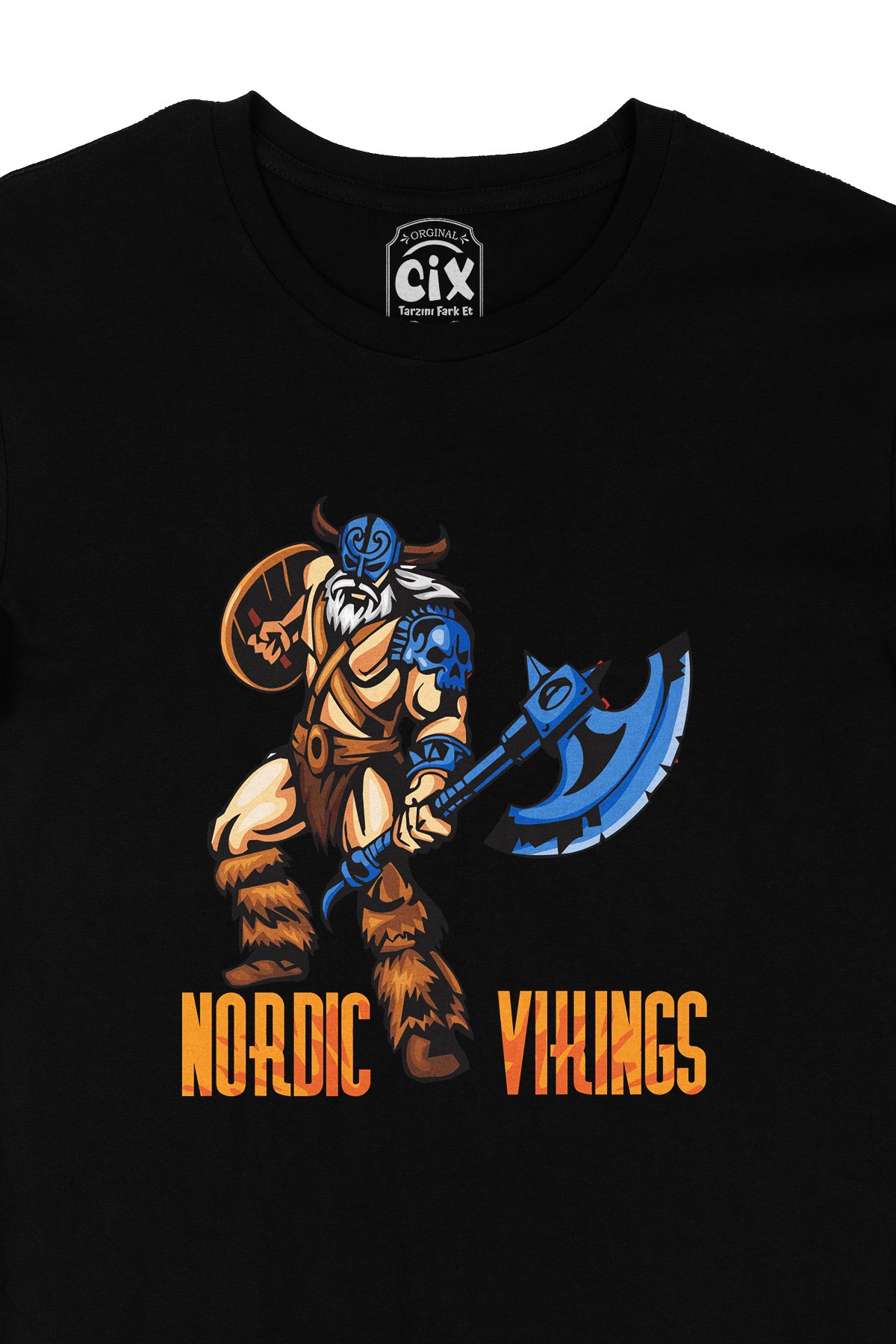 Baltalı Nordic Viking Siyah Tişört